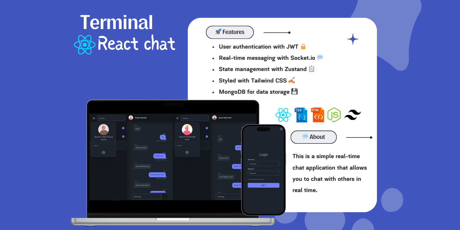 Terminal Real Time Chat React App NodeJS