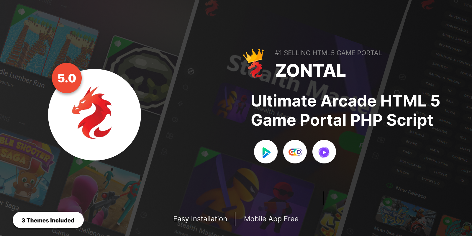 Zontal Arcade HTML 5 Game Portal PHP Script